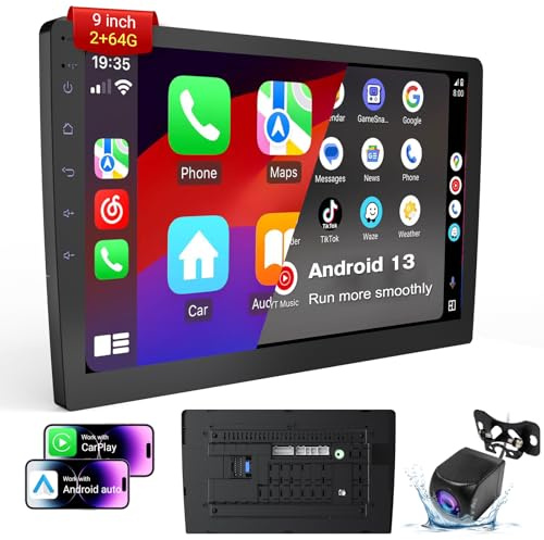 Haudio 9 Double Din Car Stereo with Wireless Apple CarPlay & Android Auto | 9-Inch HD Touchscreen | Bluetooth, GPS Navigation, Backup Camera | Universal Fit for All Cars