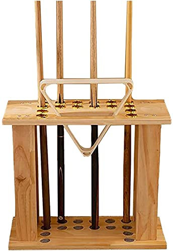 Porta Stecche da Biliardo, Supporto da Pavimento per Mazze da Golf con scanalatura di stoccaggio, portaoggetti in Legno massello per Stecche da Biliardo, per bastoni da Hockey, canne da pesc