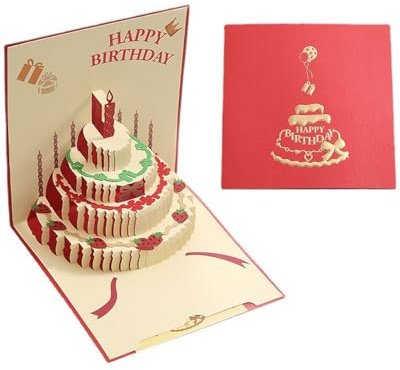 ZAMXHUG Torta di compleanno Biglietti Auguri Compleanno 3D Divertente Pop Up Biglietti Auguri Regalo Donna Compleanno Per Ragazza Amico Uomo Colleghi