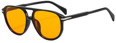 YAMEIZE Pilote de Style Rétro Double Bridge - Lunettes de Soleil pour Femmes Hommes Lunettes de Soleil Rondes Classiques des 70s Lunettes de Conduite Shade