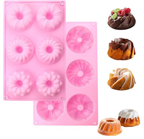 GIFANEO 2 stycken mini silikon Gugelhupfform, Gugelhupf bakform, praktisk plastsilikon, non-stick-belagd bakform, återanvändbar, perfekt för kreativ bakning