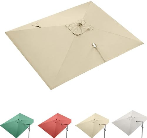 QSPNVFB Rectangle Umbrella Replacement Canopy 10' X 13' 8 Ribs Cantilever Pool Umbrella Replacement Cloth, Large Patio Garden Parasol Top Cover Anti-UV(Khaki,3x4m(10' x 13') Single top)