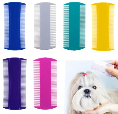 GNALIA Peigne Anti Poux - 6 Pièces Multicolores (Blanc/Bleu Clair/Bleu/Rose/Jaune/Violet) 8.8X5.1 Cm Pour Enfants, Adultes Et Soins Animaux Anti Puces