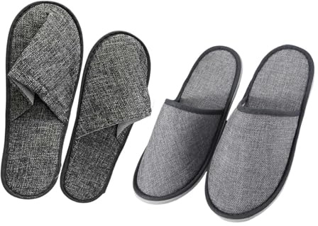 1 par halkfria reseskor för spa, hotell, för män och kvinnor, bomullslinne, all-inclusive eller halva flip-flops damtyg