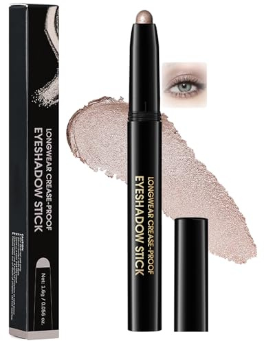 Light Brown Glitter Eyeshadow Stick, Cream Eyeshadow Pencil, Smooth Texture | Natural Shimmer Finish, Twist-Up Crayon Design, Long-Lasting Wear, For Eyelids, Eye Contours, Everyday Make-Up And Beginners