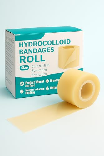 Hydrocolloid Roll 5 cm × 3 m – Apósitos Hidrocoloides Autoadhesivos e Impermeables – Apósitos Adhesivos para Acné, Ampollas, Cortes, Rozaduras y Heridas – Ultrafino y Personalizable