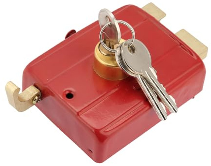 Sorandy Serrure à Pêne Dormant Rouge avec sécurité Supplémentaire, Corps de Serrure en Laiton Robuste, étanche et Antirouille, pour Portes en Bois et en Fer