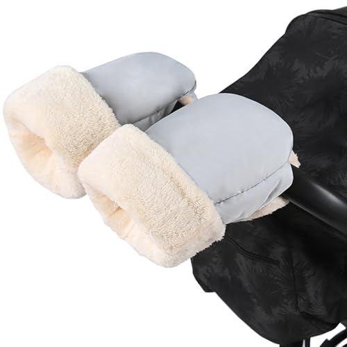 Kinderwagen-Handwärmer, Kinderwagenhandschuhe, wasser- und winddicht, Fleece-Handwärmer for Kinderwagen, extra dicke, warme Winterhandschuhe for Kinderwagen(Grau)