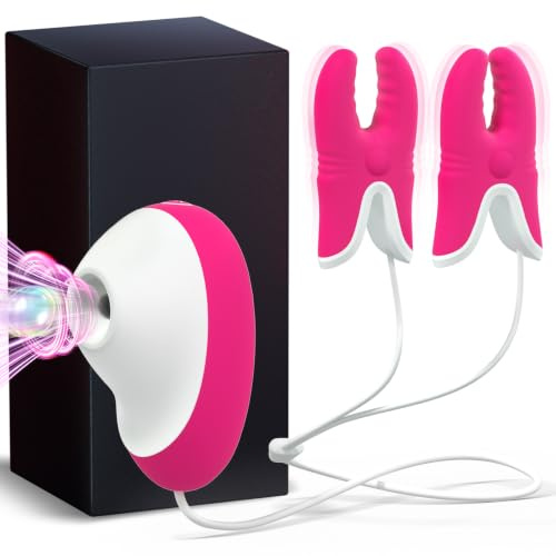 Vibrator Nipple Clamps Women Adult Sex Toys - Clit Nipple Suckers Vibrators Clitorise Stimulator Sucker Womens Toy, BDSM Vibabrator Sex Toyscouples for Couples Women Man with 10 Vibration & Suction