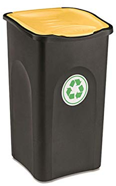 Stefanplast Ecogreen Papelera con Cubierta de Color Amarillo, 50 L, Color Negro