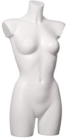 fella4stores Basic Damentorso 34/36 lang, vollgeformt & bruchsicher, Modepuppe Mannequin Schaufensterfigur aus PE-Kunststoff, selbststehend, ideal für Kleiderpräsentation & Dekoration, Weiß