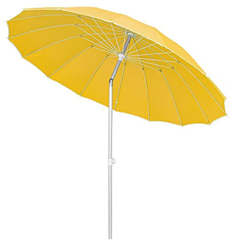 LOLAhome Parasol Inclinable para Jardín o Terraza. Sombrilla Amarillo Mostaza con Varillas Flexibles de Fibra de Carbono y mástil de Aluminio de Ø 250 cm