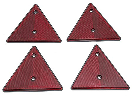 TAEUYYM 4 x Catadioptrico Triángulo Rojo, Catadioptrico Triángulo Remolque Apriete de Tornillo, Reflector de luz Triangular Rojo, para Camión RV Caravana Remolque Tractor Moto Autos Catadioptrico