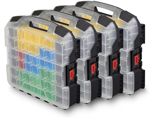 L-BOXX Sortimo W-BOXX 102 schwarz inkl. Insetboxes 4er Set | Sortimentskasten L-Case | Schraubenbox Aufbewahrung mit Deckel | Kleinteilemagazin Alternative