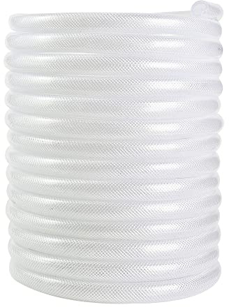 Geowaky 3/4’’ ID × 1’’ OD - 50 ft Clear Braided Hose Plastic Vinyl Tubing, High Pressure Flexible Reinforced PVC Tube for Transfer Water Air Oil, BPA Free & Non-Toxic