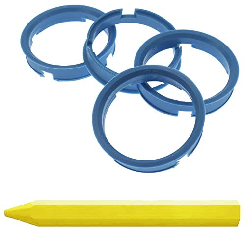4X Zentrierringe 72,6 x 64,2 mm Hellblau Felgen Ringe + 1x Reifen Kreide Fett Stift