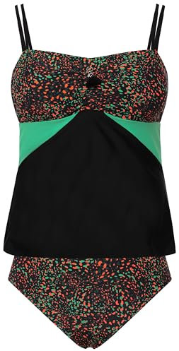 ULLA POPKEN Tankini con Top particolarmente Lungo, Pallini, Nappa e Coppe morbide Nero 46 814941100-46