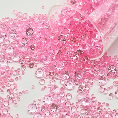 LEEWYOU 4000 Pezzi Cristalli di Diamante Acrilico,Cristalli Trasparenti da 3mm/6mm/10mm per vasi da Tavolo, centrotavola e Decorazioni Nuziali (Rosa)