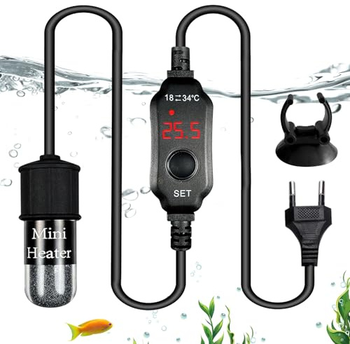 Aquarium Heizung, Mini Aquarium Heizstab, Tauchheizung Für Aquarien, Digital Aquariumheizer Mit LED-Anzeige Und Externem Einstellbarem Temperaturregler, Aquariumheizung Für Salzwasser, üßwasser (30W)