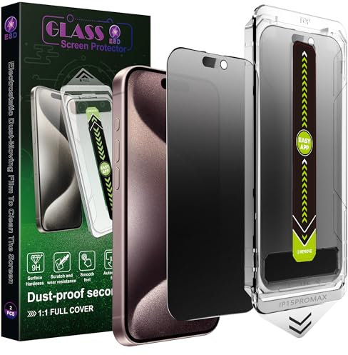 SY SHANGYAN 2 Pack Matte Privacy Screen Protector for iPhone 16 Pro Max (6.9), 9H Tempered Glass, Anti-Spy, Anti-Glare, Full Coverage, Anti-Fingerprint, Auto Dust Removal, Bubble-Free