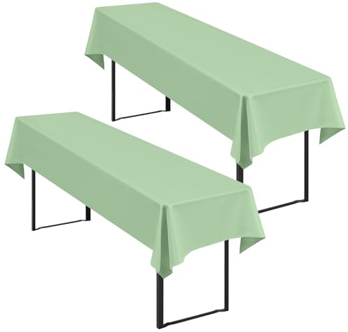 Showgeous Paquete de 2 manteles de Mesa de Cerveza Premium universales para mesas de Cerveza de 50 cm y 70 cm, manteles rectangulares de poliéster de 100 x 250 cm (Sabio Verde)