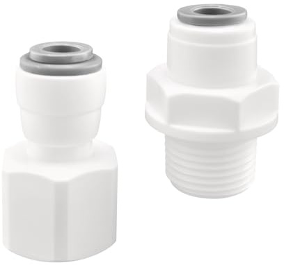 Qrity Push to Connect Fittings, BSP 3/8 Thread Male/Female to 1/4 Push Fit, for Water Filter Reverse Osmosis (Pack 2)