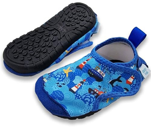 Dotty Fish Chaussures d'eau Bébé Enfant Antidérapantes Séchage Rapide | Sensation pieds nus, Léger, Souple, Semelle en caoutchouc, Fermeture réglable