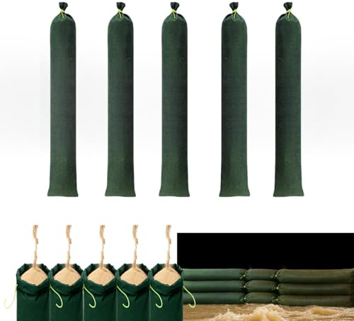 Sixinfeto Sacco di Sabbia Antiallagamento 5 Pezzo Sacca stagna 120x20 cm Sacca stagna in Tela da Riempire per Protezione dalle Inondazioni Barriera Antiallagamento per Porte Garage Cantine