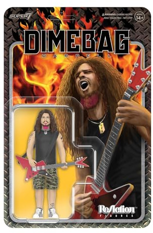 Super7 Reaction Figure Dimebag Darrell (Culprit) - 3.75 Dimebag Darrell Action Figure with Accessory - Classic Heavy Metal Collectibles and Retro Toys