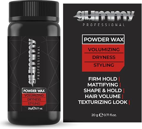 Gummy Powder Wax Volume Effect 20g – Cera per cipria – Polvere per styling per volume e tenuta, finitura opaca, effetto antigrasso, tenuta extra forte, unisex
