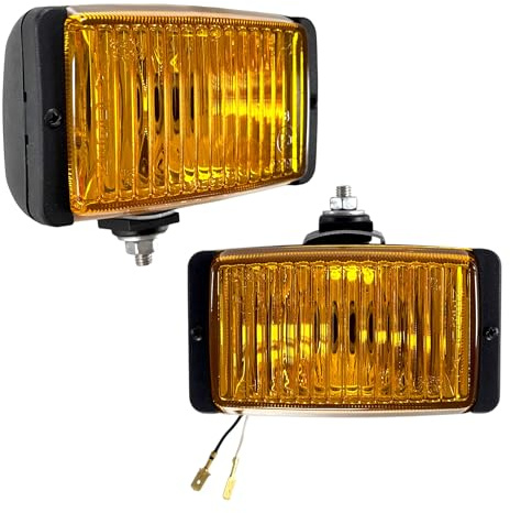 MelTruck Kit 2 Faros Antiniebla H3 Amarillo - Luces Auxiliares Universales 12V 55W (Bombillas Incluidas) - Vidrio Amarillo Homologado E20 IP66 - Focos para Coche 4x4 Camión Tractor
