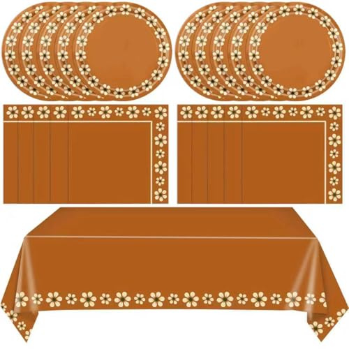 41Ppcs Cielito Lindo Party Decoration,Mexican Fiesta Terracotta Pottery Paper Plates,Napkins,Tablecloth Set Mexican Plates Disposable Dinnerware for Mexican Themed Party Decorations Cielito Lindo