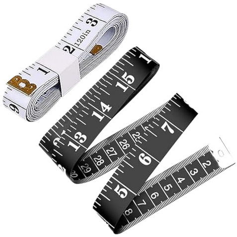 2Psc Tape Measure, 300cm/120 Black Inch Double Sided Measuring Tape, 150cm/60 Inches White Soft Pocket Measuring Tapes for Tailors Dressmakers and Sewing, Waist and Body Measurements Tape Measures