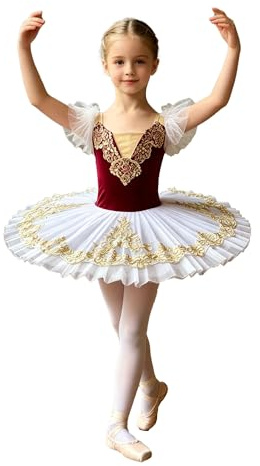 Aislor barn aftonklänning flicka tutu balettklänning prinsessklänning strandklänning tutu för balettdräkt rosa dansklänning festlig klänning dans, röd, 158-164
