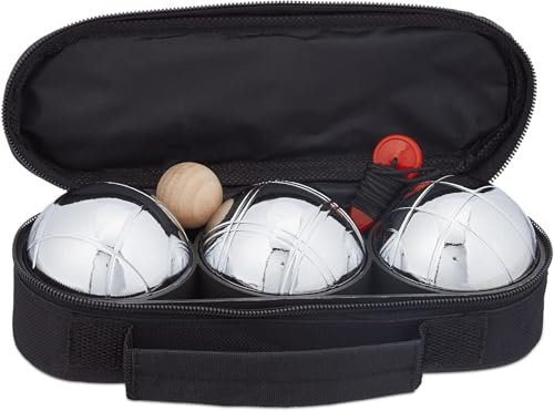 SPORT SIDE - Petanque-Tasche mit 3 Kugeln - Geschicklichkeits- und Outdoor-Spiel - Boulespiel - Triplette - 040021 - Metall - Stahl - 22 cm - Sportartikel