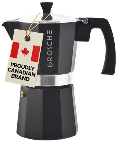 GROSCHE Milano Stovetop Espresso Maker Moka Pot 9 espresso Cup 15.2oz Black