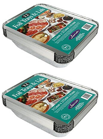 12 grandes barquettes en aluminium avec couvercles, Lot de 2