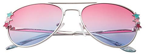 Ultra Kids Sunglasses - Classic Pilot Style UV400 Protection - Durable Metal Frames & Polycarbonate Lenses - Retro Look for Boys Girls - Stylish Sunglasses for Children - Pink to Blue Lenses 3-9yrs