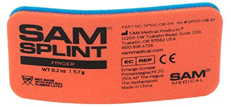 Sam Medical 12954 Finger Splint, Orange/Blue, 4-1/2 Size