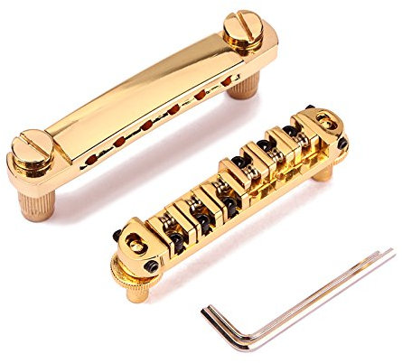 Alnicov Gitarrensteg Saitenhalter Gold Pating Roller Sattel Tune-O-Matic LP E-Gitarre Ersatz