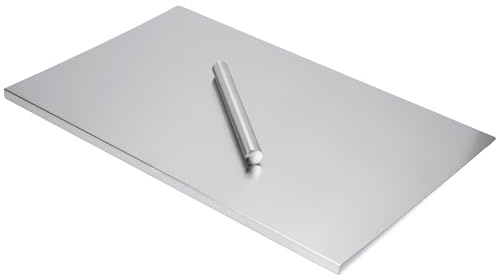 jxgzyy Stainless Steel Cutting Board 80x50 cm Heavy Duty Chopping Board Worktop Protector with Lip and Rolling Pin Kitchen Cutting Board for Kneading Bread Meat Vegetables