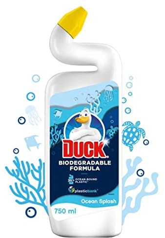 Duck Biodegradable Toilet Cleaner Liquid, Sanitising & Descaling Toilet Bowl Cleaning Liquid, Biodegradable Formula, Ocean Splash, 750ml