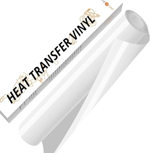 HTVRONT White Heat Transfer Vinyl - 12in x10ft (30.5x305CM) White HTV Vinyl Roll Iron on Transfers Easy to Cut & Weed for T-Shirt & Design