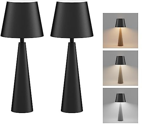 Coinmit 2 Stück dimmbare LED Tischlampe, 5500mAh Tischlampe mit Akkus, kabellose Tischleuchte, geeignet für Schlafzimmer, Esstisch, Arbeitszimmer, Innen- und Außenbereich usw. schwarz