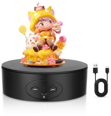 SenDeluz Rotating Display Stand, 13cm Mini Electric Rotating Turntable 360° Automatic Mute Revolving Platform Adjustable Speed Max 5KG Load Turntable Stand for Photography Display Video Shooting