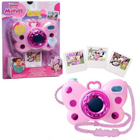 Disney Junior Minnie Mouse Picture Perfect Play Camera, Lights and Sounds, Pink, 4-Pieces, Kids Toys for Ages 3 Up by Just Play