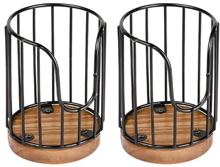 QUTHZZHY 2 Pezzi Portabicchieri di Carta Nordici, Porta Bicchieri di in Metallo, Portapenne in Ferro con Base in Legno, Porta Bicchierini Caffe, per Casa, Ufficio, Bar