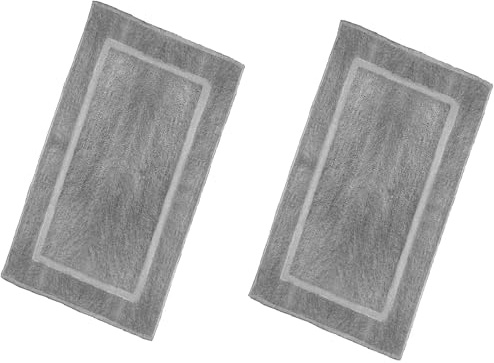 Opel tex Juego de 2 alfombrillas de baño 100 % algodón de 50 x 70 cm, toalla suave de 1000 g/m², alfombrilla gruesa antideslizante, juego de alfombrillas reutilizables para baño e inodoro (plateado)