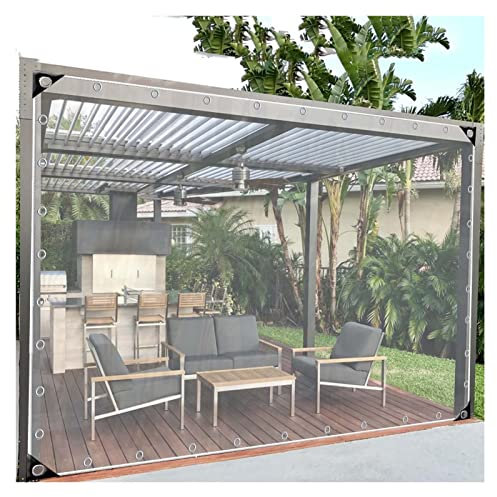 Wasserdichte Pergola-Seitenteile mit Öse, transparente Planenvorhänge für Pergola, anpassbare Größe, 3 x 2,5 m