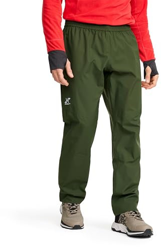 RevolutionRace Vector 2L Pants da Uomo, Pantaloni Antipioggia Impermeabili e Antivento per l'escursionismo, Forest Green, M